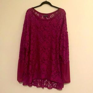 Burgundy Lace Addition Elle Top 3x